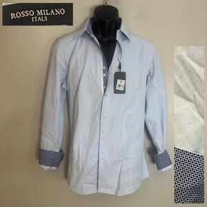 Rosso Milano Contrast Long Sleeve Shirt Small  15 New with tags Unusual buttons